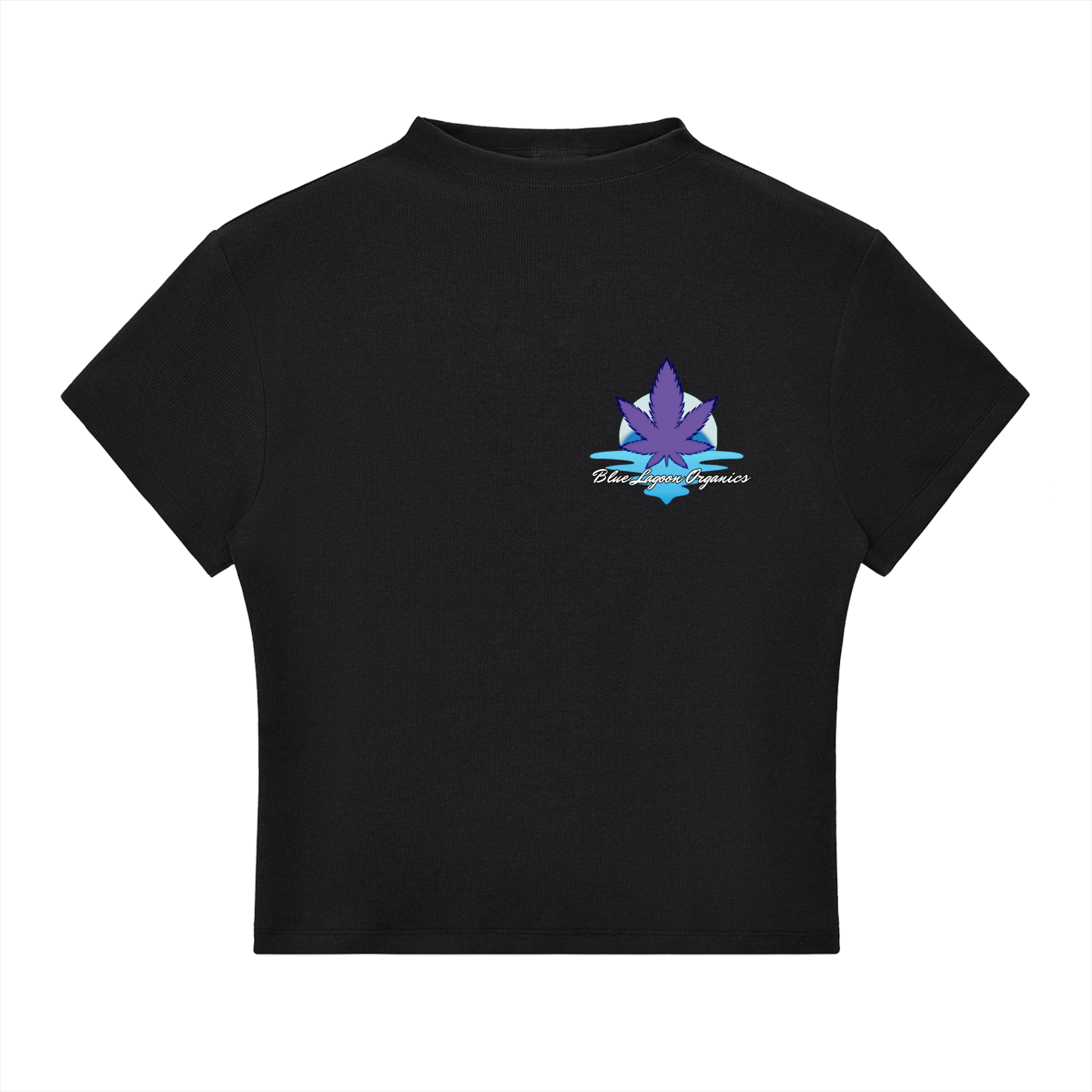Blue Lagoon Organics Small Classic Logo Slim Fit Mock Neck T-Shirt(Women)