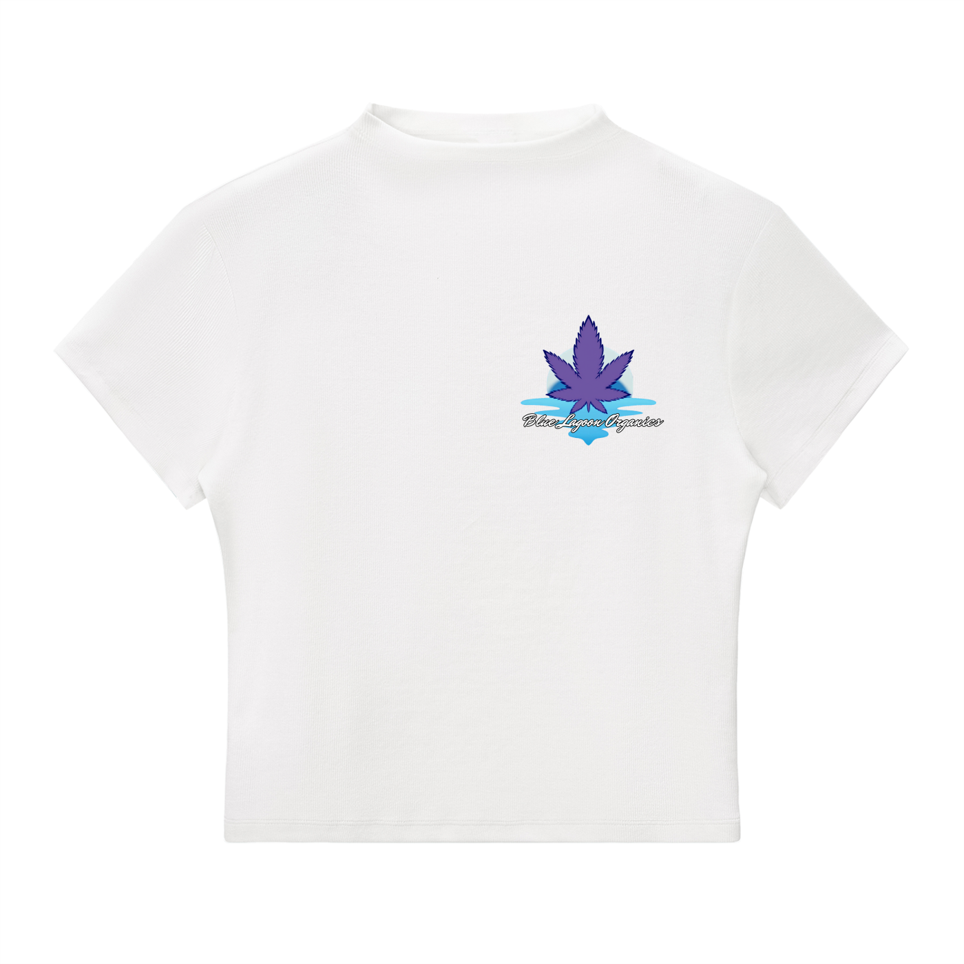 Blue Lagoon Organics Small Classic Logo Slim Fit Mock Neck T-Shirt(Women)