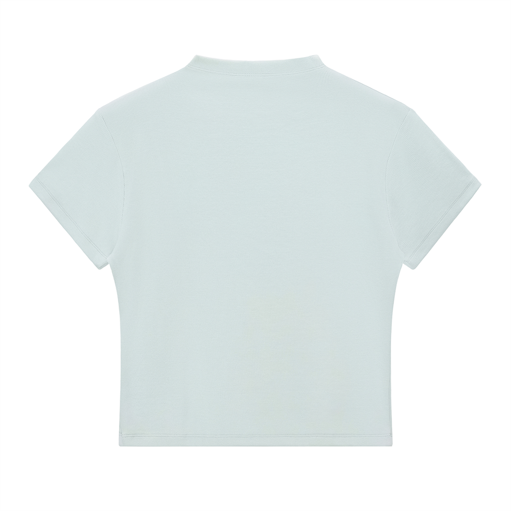 Blue Lagoon Organics Small Classic Logo Slim Fit Mock Neck T-Shirt(Women)